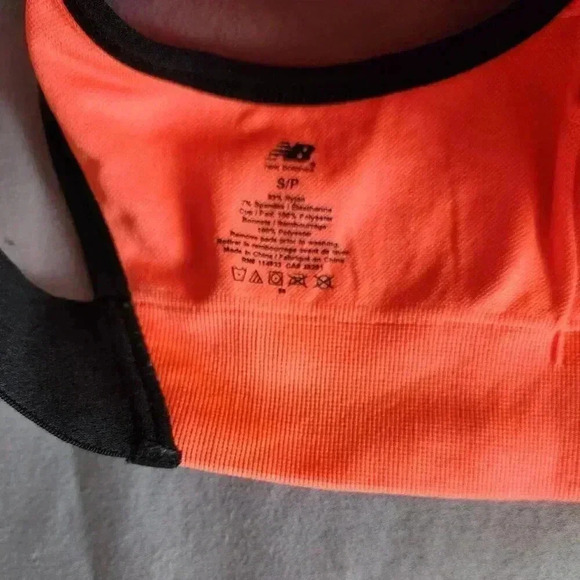 New Balance Medium Impact Sports Bra - Orange/Black - S/P - Picture 3 of 3